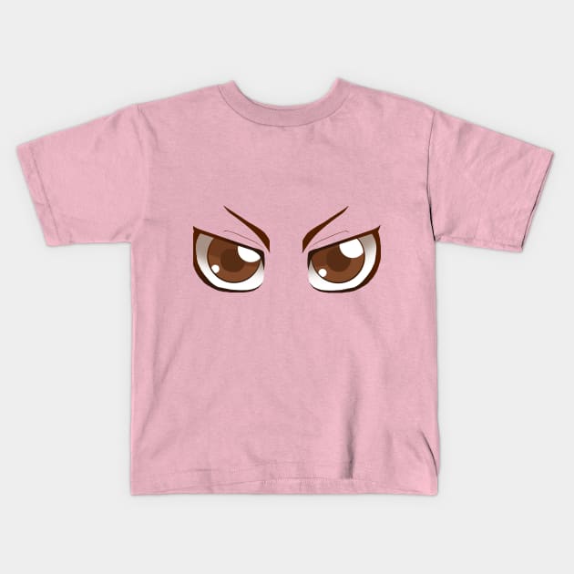 Anime Eyes Brown Kids T-Shirt by Miss_Akane